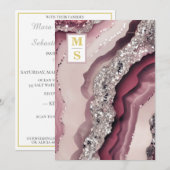 *~ Bergundy Maroon QR AR66 Agate RSVP Bruiloft Kaart (Voorkant / Achterkant)