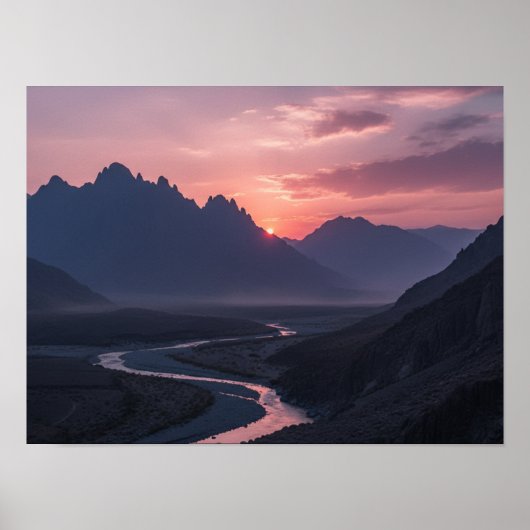 Bergvallei en Slingerende Rivier Poster (Voorkant)