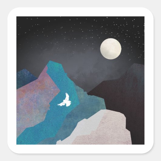 Bergvogellandschap Vierkante Sticker (Voorkant)