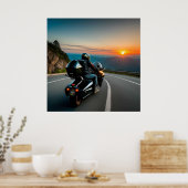 Bergweg Ritscène voor motorliefhebbers Poster (Keuken)