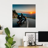 Bergweg Ritscène voor motorliefhebbers Poster (Thuiskantoor)
