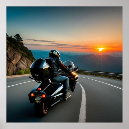 Bergweg Ritscène voor motorliefhebbers Poster (Voorkant)