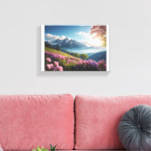 Bergweide bij zonsopgang canvas afdruk (Insitu (Woonkamer))