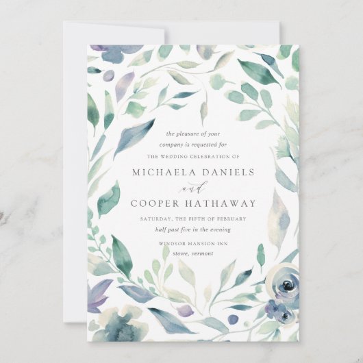 bergweide | Lente Waterverf Bloemenbruiloft Kaart (Voorkant)