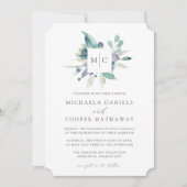 bergweide | Waterverf Monogram Bruiloft Kaart (Voorkant)