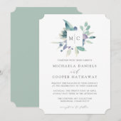 bergweide | Waterverf Monogram Bruiloft Kaart (Voorkant / Achterkant)