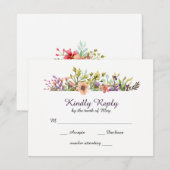 Bergweide Wildbloemen Waterverf Bruiloft RSVP Kaartje (Voorkant / Achterkant)