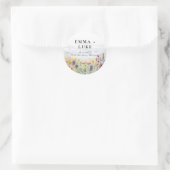 Bergweide Wilde Bloemen Aquarel Bruiloft Ronde Sticker (Tas)