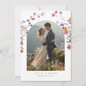 Bergweide Wilde Bloemen Moderne Foto Bruiloft Save The Date (Achterkant)