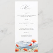 Bergweide Zomer Papavers Romantisch Huwelijk Menu (Voorkant)