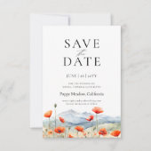Bergweide Zomer Papavers Romantisch Huwelijk Save The Date (Voorkant)