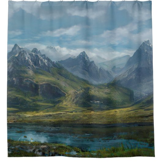 Bergweiden Douchegordijn (Voorkant)