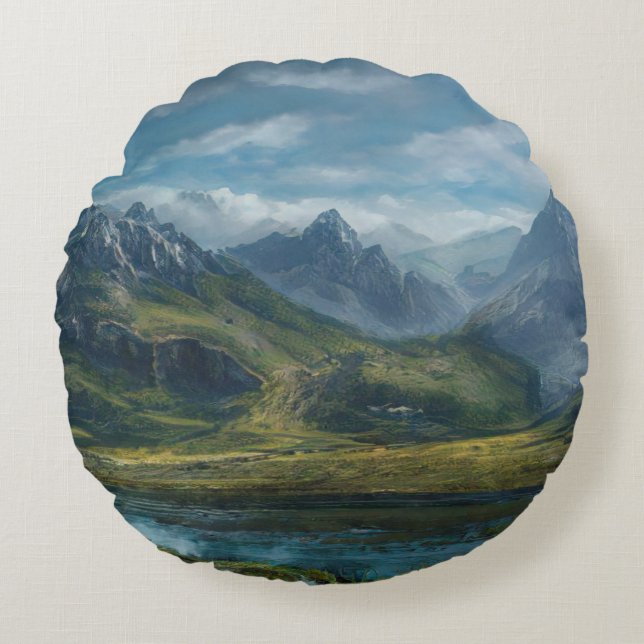 Bergweiden Rond Kussen (Voorkant)