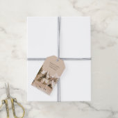 Bergwinterlandschap met herten cadeaulabel (Met Touw)