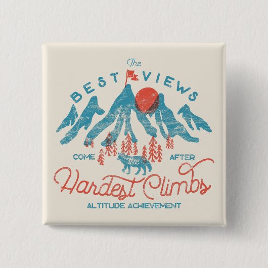  bergwolf klimmen wandelen buiten vierkante button 5,1 cm (Voorkant)