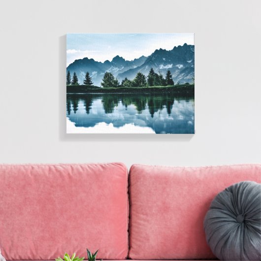 Bergwoud reflectie canvas afdruk (Insitu (Woonkamer))