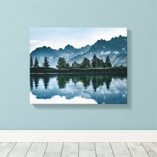 Bergwoud reflectie canvas afdruk (Insitu (Houten vloer))