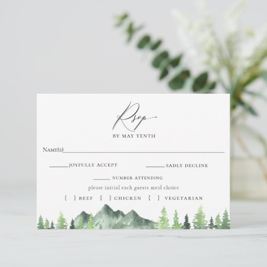 Bergwoud RSVP met vleeskeuzekaart (Staand voorkant)
