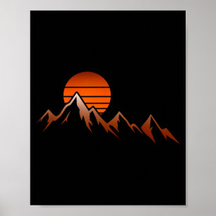 Bergzicht wandelaar berg zonsopgang wandelen  poster