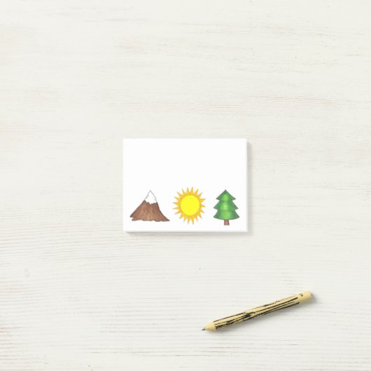 Bergzonneboomkamperen klimmen na de bevalling post-it® notes (Op bureau)
