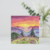 Bergzonneopgang met wilde bloemen (Staand voorkant)
