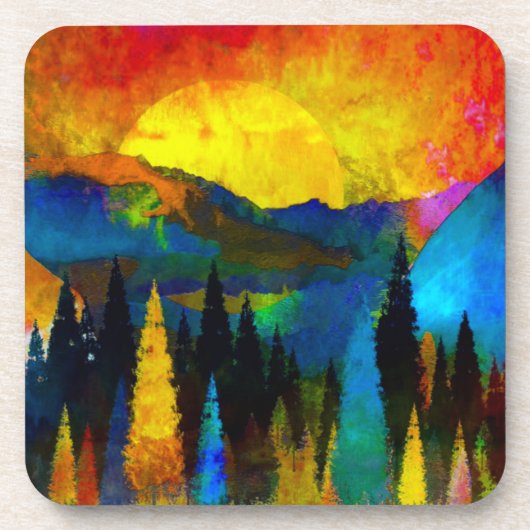 Bergzonsondergang Bier Onderzetter (Voorkant)