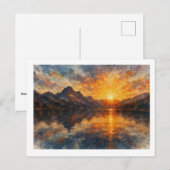 Bergzonsondergang boven meer,  briefkaart (Voorkant / Achterkant)