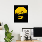 Bergzonsondergang Buiten Natuur Silhouet Poster (Thuiskantoor)