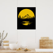 Bergzonsondergang Buiten Natuur Silhouet Poster (Keuken)