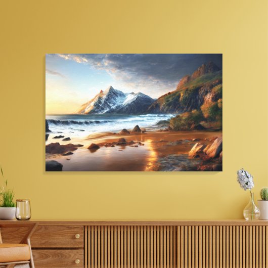 Bergzonsondergang Canvas Afdruk (Insitu (Woonkamer))