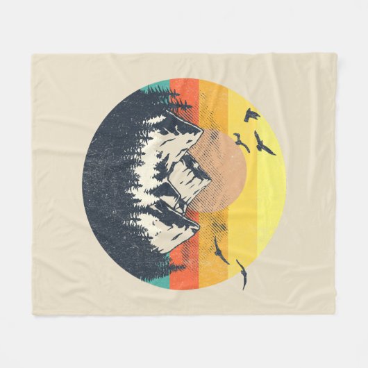 Bergzonsondergang Fleece Deken (Voorkant (Horizontaal))