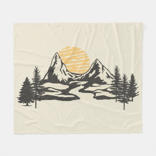 Bergzonsondergang Fleece Deken (Voorkant (Horizontaal))