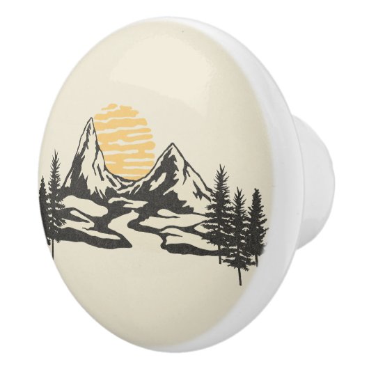 Bergzonsondergang Keramische Knop (Rechts)