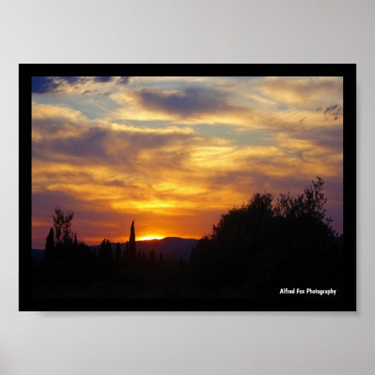 Bergzonsondergang Landschap Poster (Voorkant)