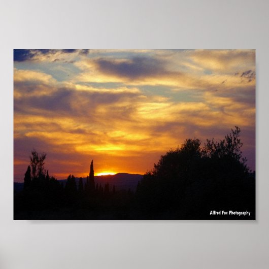 Bergzonsondergang Landschap Poster (Voorkant)