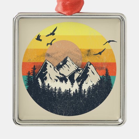 Bergzonsondergang Metalen Ornament (Voorkant)