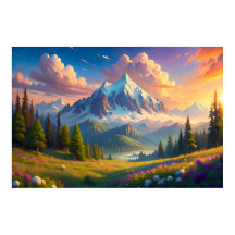 Bergzonsondergang | Natuurlijke Decoratie