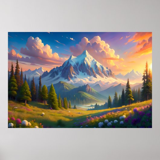 Bergzonsondergang | Natuurlijke Decoratie (Voorkant)