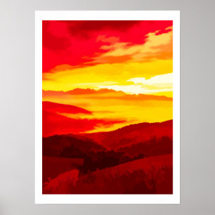 Bergzonsondergang Poster