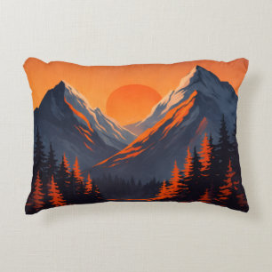 Bergzonsondergang Reflectie Vurig Oranje Lucht Accent Kussen