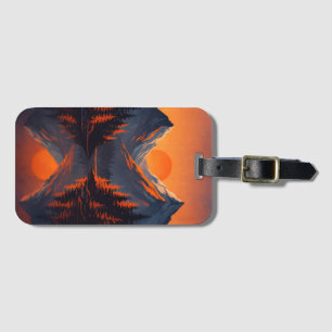 Bergzonsondergang Reflectie Vurig Oranje Lucht Bagagelabel