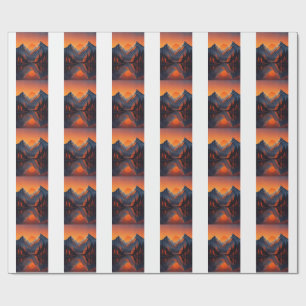 Bergzonsondergang Reflectie Vurig Oranje Lucht Cadeaupapier
