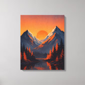Bergzonsondergang Reflectie Vurig Oranje Lucht Canvas Afdruk (Voorkant)