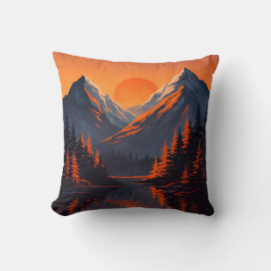 Bergzonsondergang Reflectie Vurig Oranje Lucht Kussen