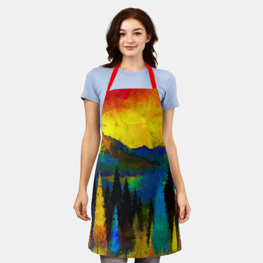 Bergzonsondergang  schort (Gedragen)