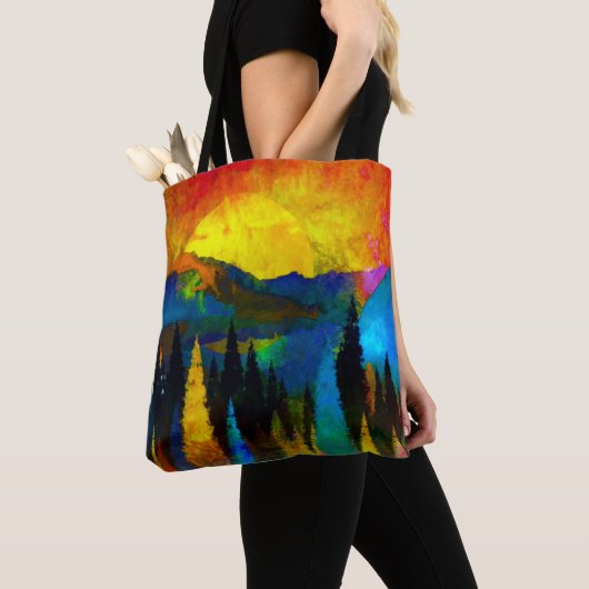 Bergzonsondergang Tote Bag (Dichtbij)