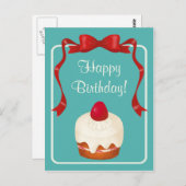 Beribboned Briefkaart van de Cake van de Aardbei (Voorkant / Achterkant)