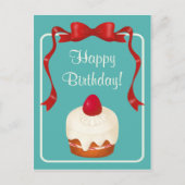Beribboned Briefkaart van de Cake van de Aardbei (Voorkant)