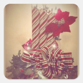 Beribboned Holiday Candle Vierkante Sticker