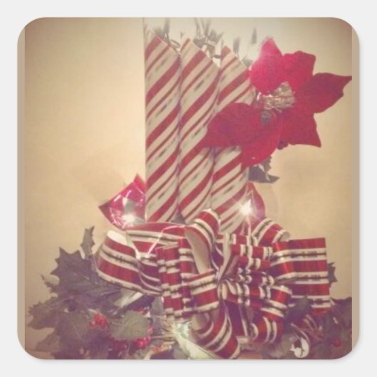 Beribboned Holiday Candle Vierkante Sticker (Voorkant)